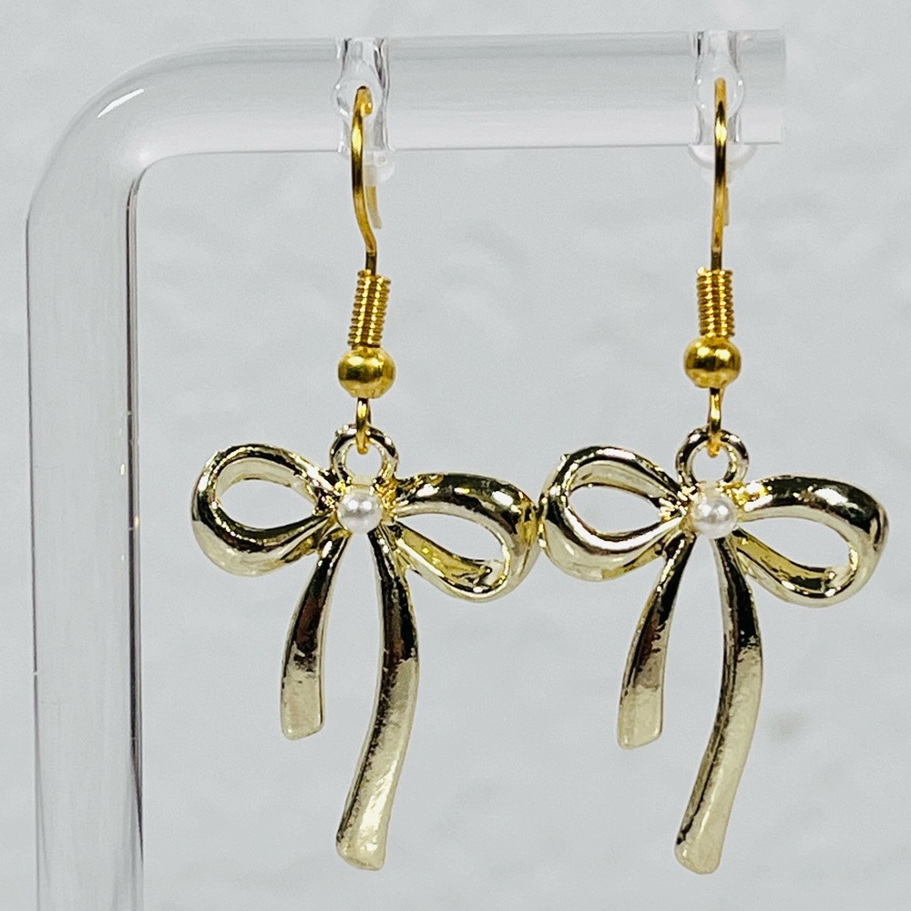 4/$20 Gold Tone Bow Earrings